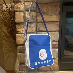Vintage China Air 1960s-1970s Flight Travel Bag with Asian Script